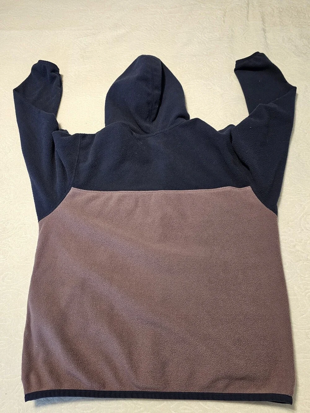Patagonia Girls XL 14 Micro D Snap-T Full Zip Fleece Hoodie Colorblk Purple Navy